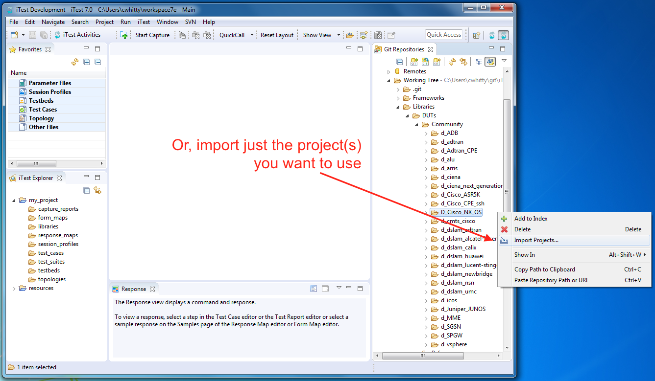 Import individual projects
